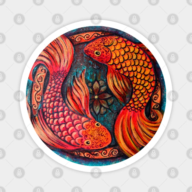 Two Koi Fish in a Pond Magnet by Heartsake